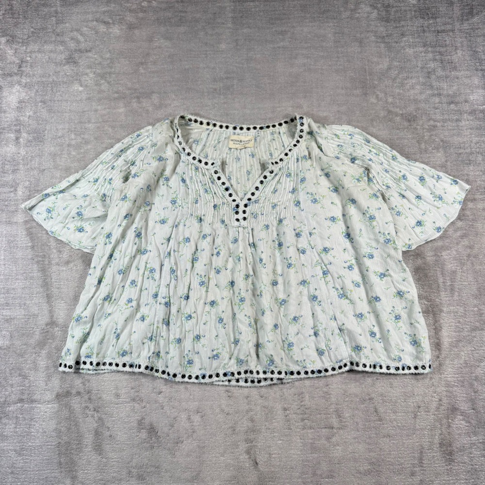 Denim & Supply Ralph Lauren Shirt Womens Medium White Blouse Floral Grommet Boho